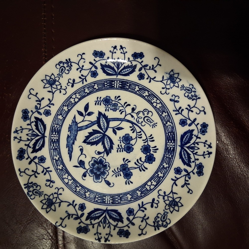 Vintage Blue Onion Bread and Butter Plate Blue White Floral Japan Stoneware
